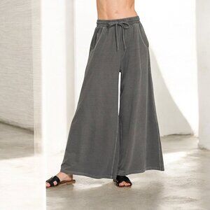 Zenana Wide Leg Washed Charcoal Lounge Pants NWT Size Medium